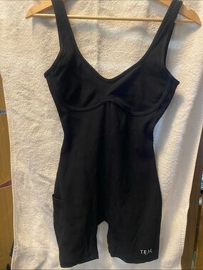 EUC Teal Aura Ribbed Jumpsuit Small